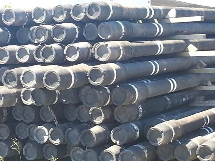 Stacked drill pipe after inspection